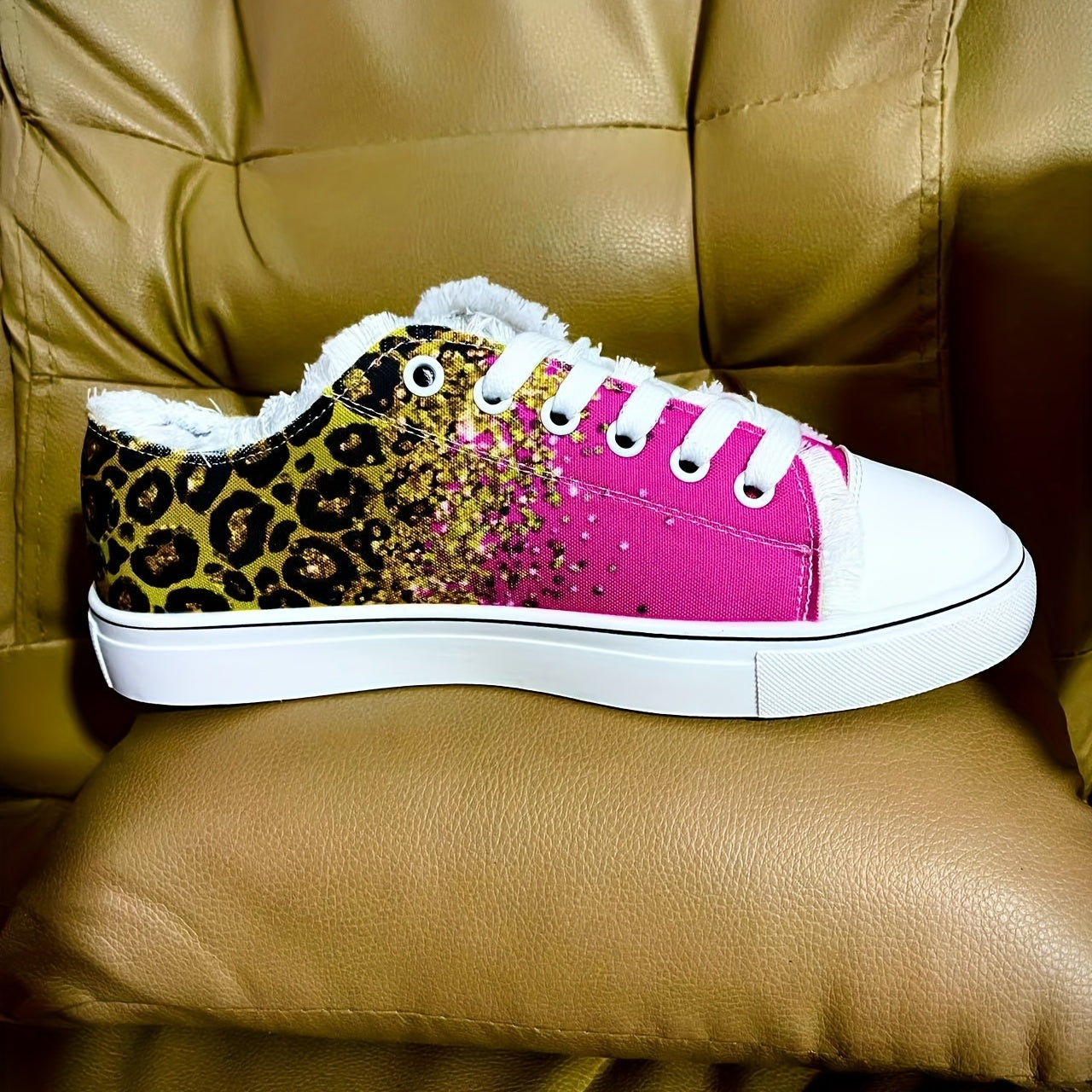 Leopard Print Casual Lace-Up Loafers