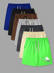 Star Pattern Comfy Shorts Men's Casual Elastic Waist Drawstring Shorts
