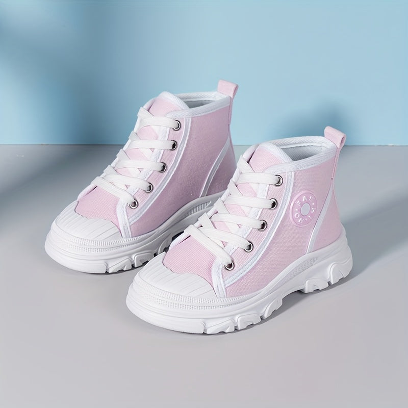 Girls High Top Canvas Sneakers Casual Anti skid Lace up Shoes