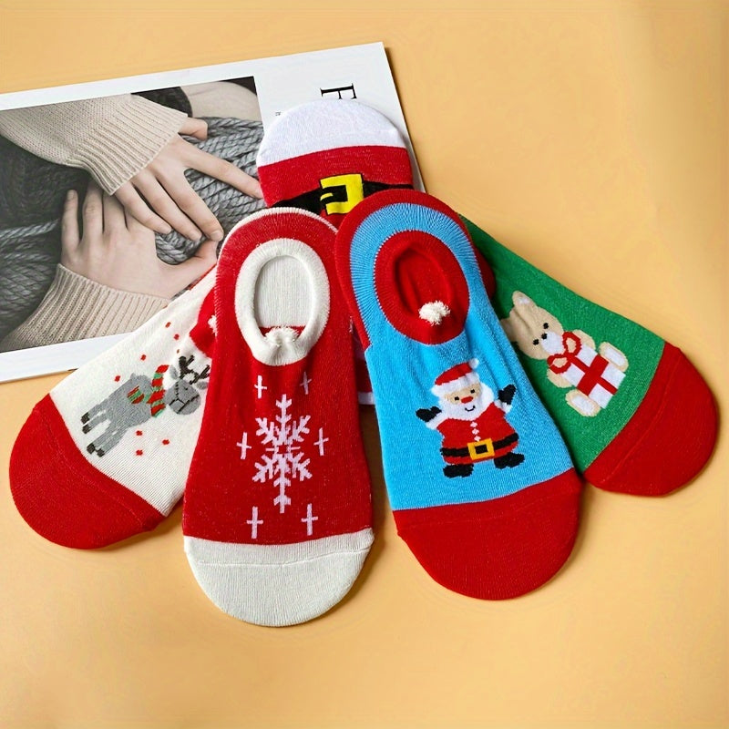 5 Pairs Christmas Print Socks & Ankle Socks Women's Stockings