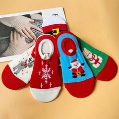 5 Pairs Christmas Print Socks & Ankle Socks Women's Stockings