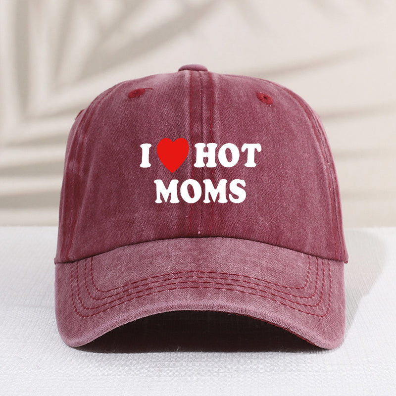 Girl's Mesh Printed I Love My Hot Moms Distressed Baseball Cap For Kids
