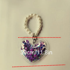 Heart Shape & Five star Quicksand Pendant With Beaded Chain
