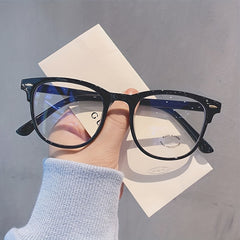 Square Frame Clear Glasses Rivet Decor Eyewear