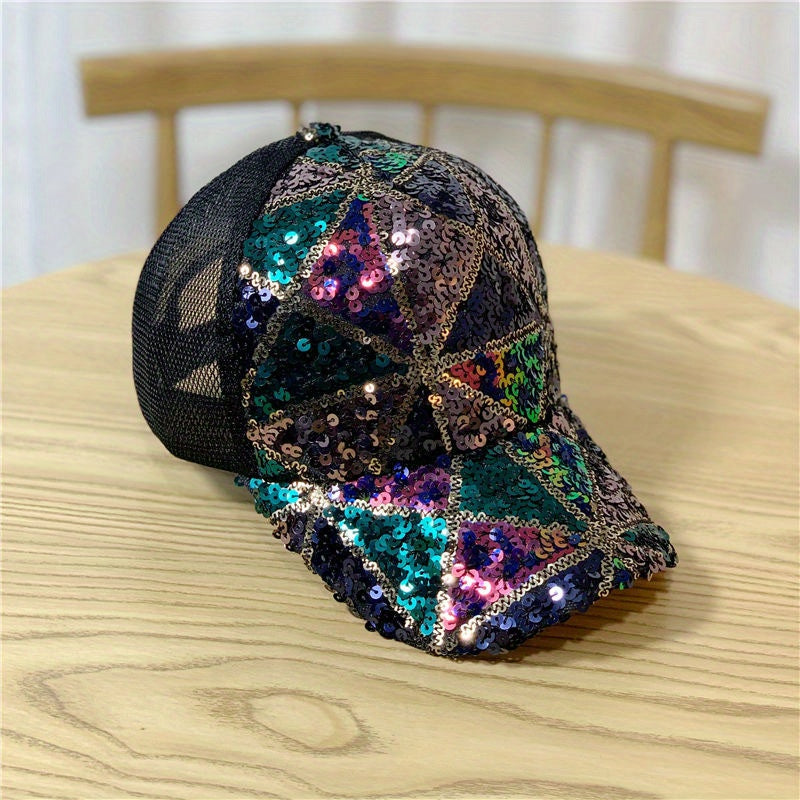 Geometric Sequin Hollow Out Hat Baseball Cap Sun Protection for Men