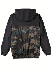 Camouflage Hooded Jackets Men's Casual Loose Fit Zip Up Jackets