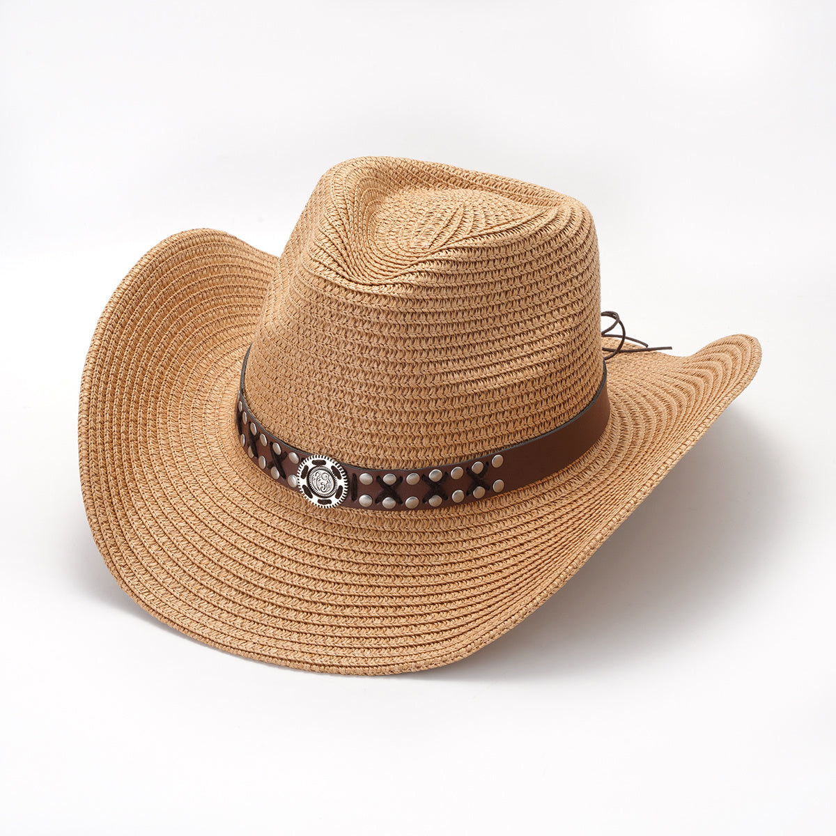 Straw Sun Visor Hat with Belt Decor for Women