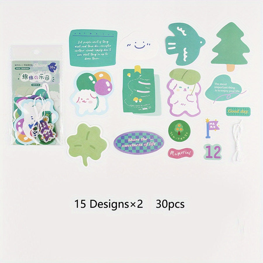 30 Sheets Sponge of Paradise Series Cartoon Journal DIY Collage Decoration