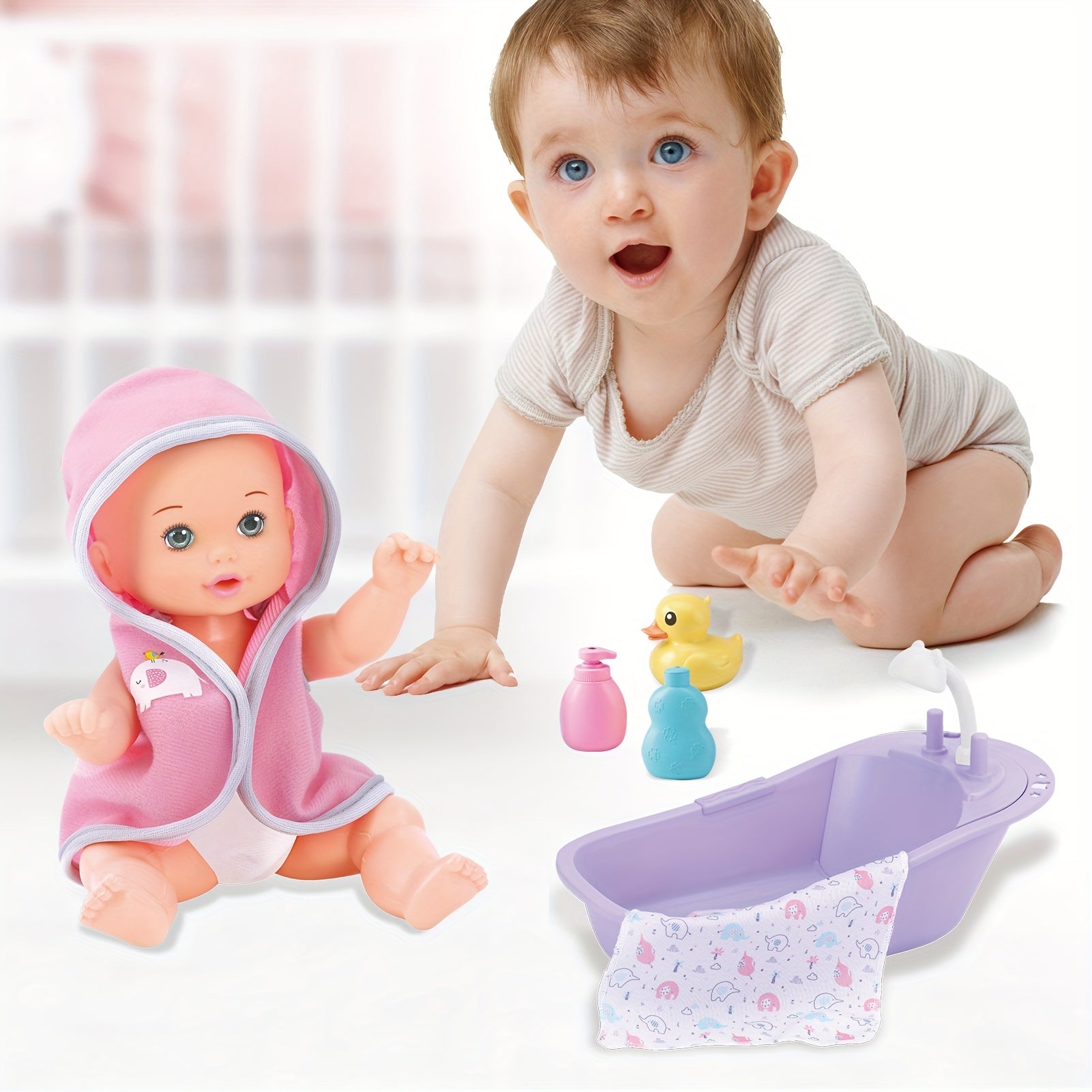 Belinda 21" Baby Doll W Bathtime Set 5 Accessories Included