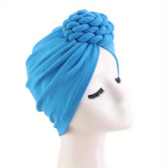 Braided Knotted Turban Cap Head Wrap Bandana Stretchy Beanie Hat