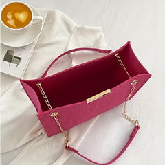 Solid Felt Square Shoulder Bag Minimalist Rhombus Pattern Chain Bag