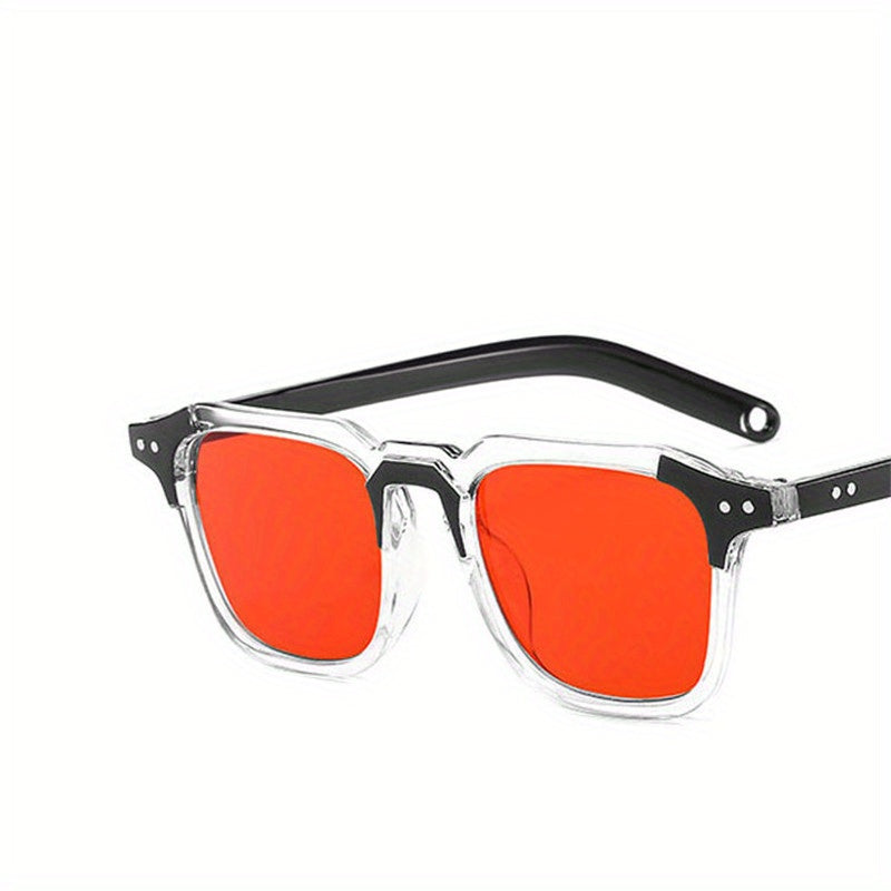Y2K Square Tinted Lens Sunglasses Rivet Decor UV400