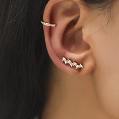 Star Leaf Flower Pearl Zircon Stud Earrings for One Ear