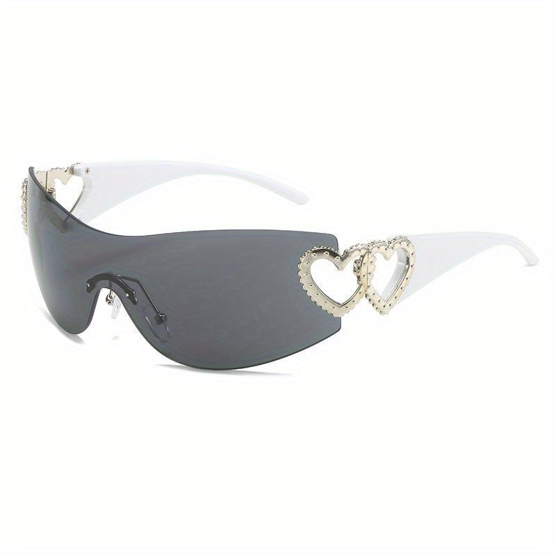 Y2K Wrap Around Sunglasses Gradient Lens Heart Hinge UV400
