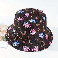 Unicorn Print Bucket Hat Reversible Fisherman Cap