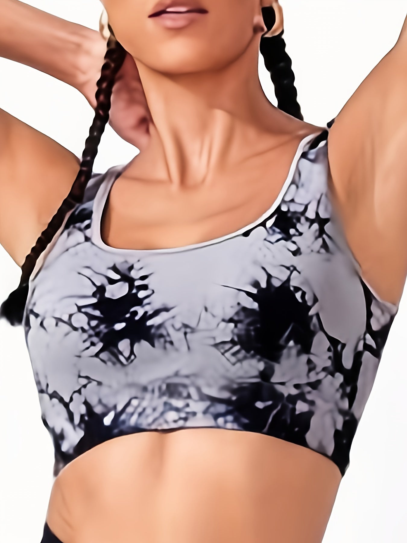 Plus Size Tie Dye Wireless Racer Back Sporty Bra