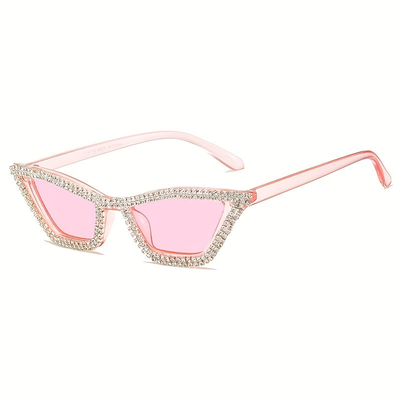Girl's Rhinestone Inlaid Sunglasses Triangular Cat Eye Sunglasses