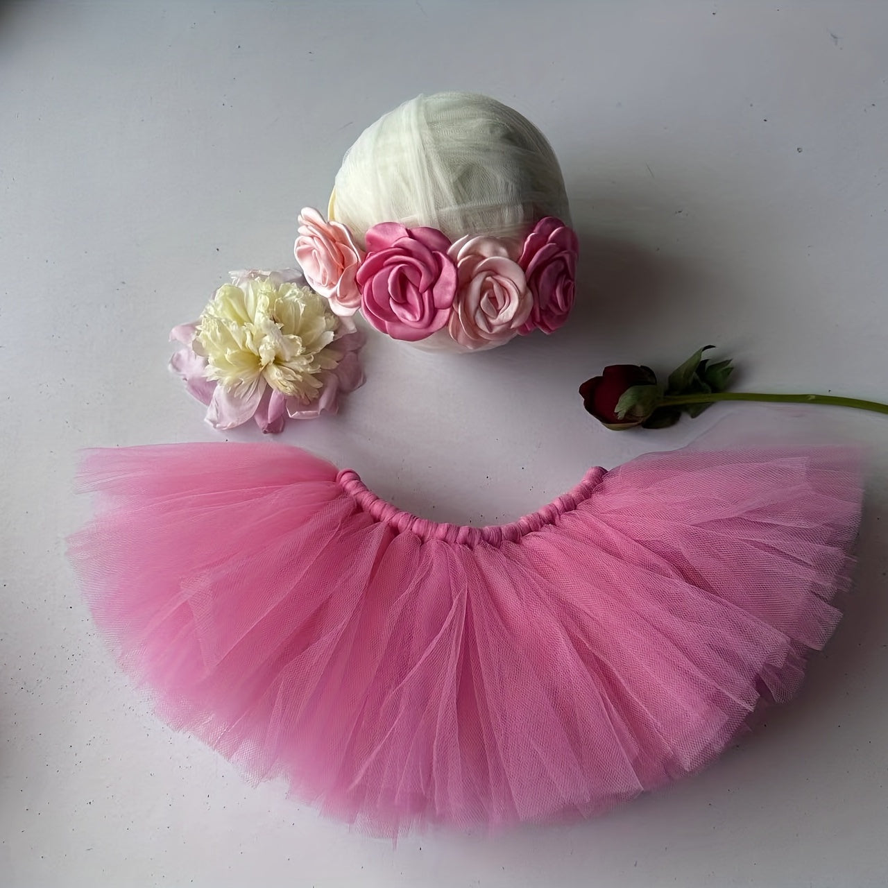 Pink Newborn Tutu & Headband Set for Photos