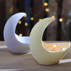 Moon Candle Holder Silicone Mould DIY Plaster Home Decoration