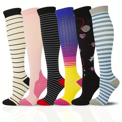 6 Pairs Men's Cartoon Thigh Compression Socks