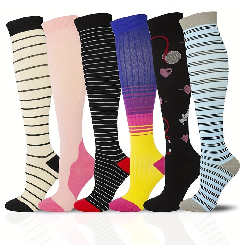 6 Pairs Compression Over the knee Socks for Outdoor Activities
