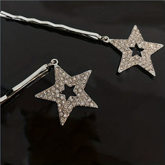 Y2K Hair Pin With Star Tassel Rhinestone Star Decor Hair Pin Alloy Hair Clip