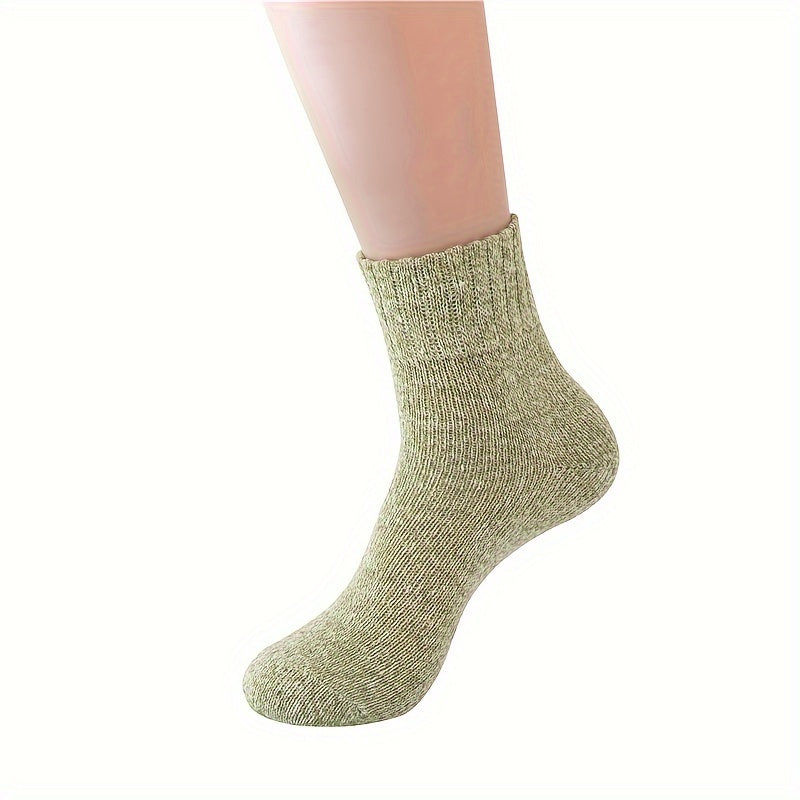 5 Pairs Women's Mid Tube Crew Socks Warm & Comfortable Stockings