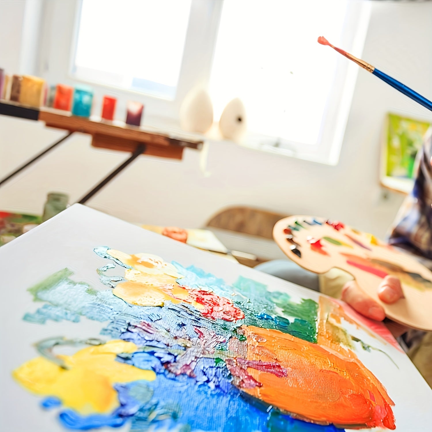 12pcs Art Easel Set with 6 Canvases & 6 Easels