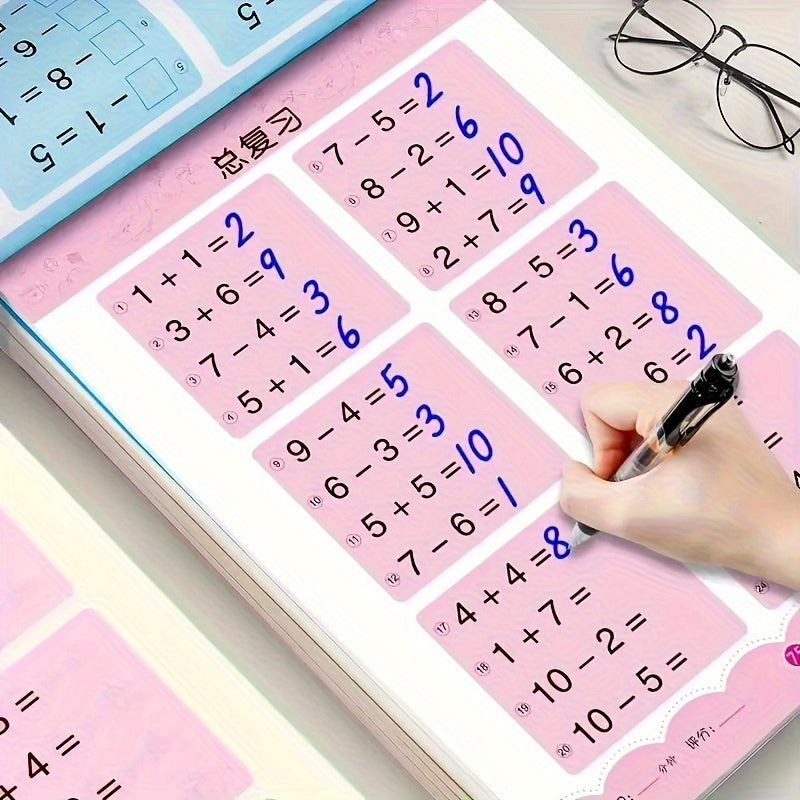 Math Exercise Book & Arithmetic Cards for Addition/Subtraction Within 10-100