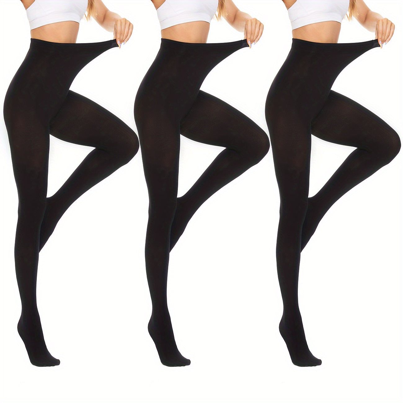 3 Pack Opaque Solid Tights High Waist Pantyhose