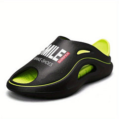 Men's Letter Print Non Slip Platform Slides