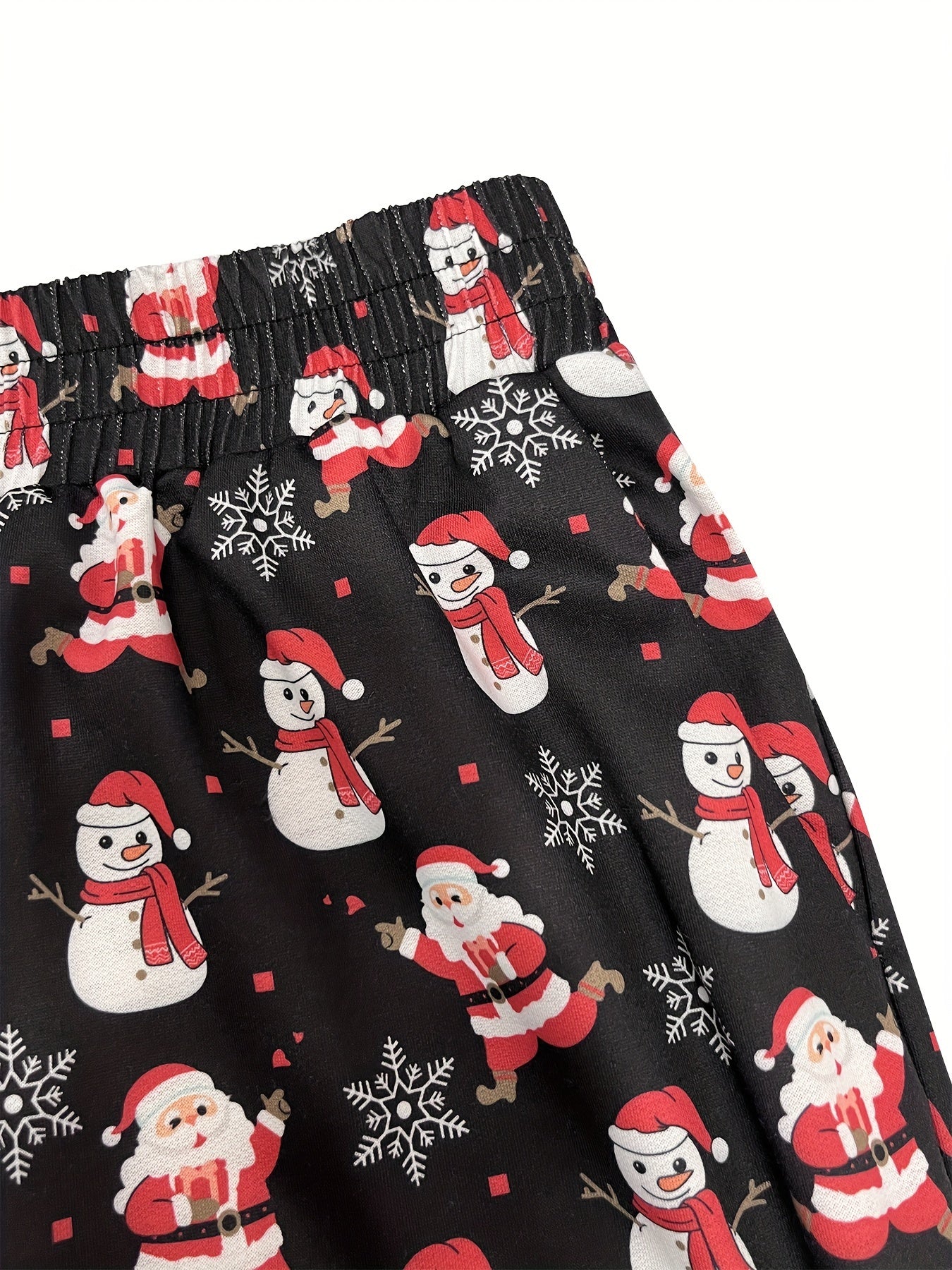  Christmas Snowman Print Sporty Pants