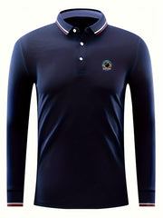 Men's Football Print Casual Long Sleeve Polo Shirt