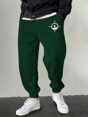 Men's Compass Graphic Sweatpants Casual Stretch Joggers for Outdoor