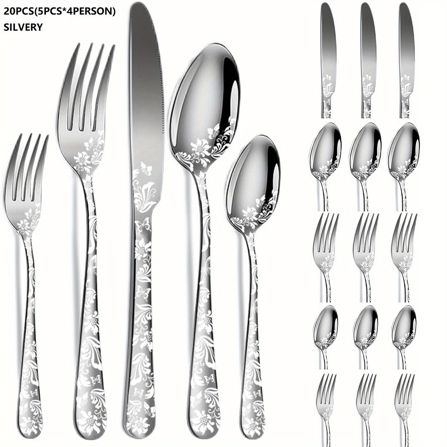 20PCS Christmas Stainless Steel Cutlery Set with Steak Fork