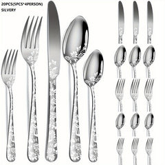 20PCS Christmas Stainless Steel Cutlery Set with Steak Fork