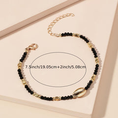 Plated Beaded Crystal Shell Women's Ankle Anklet Jewelry