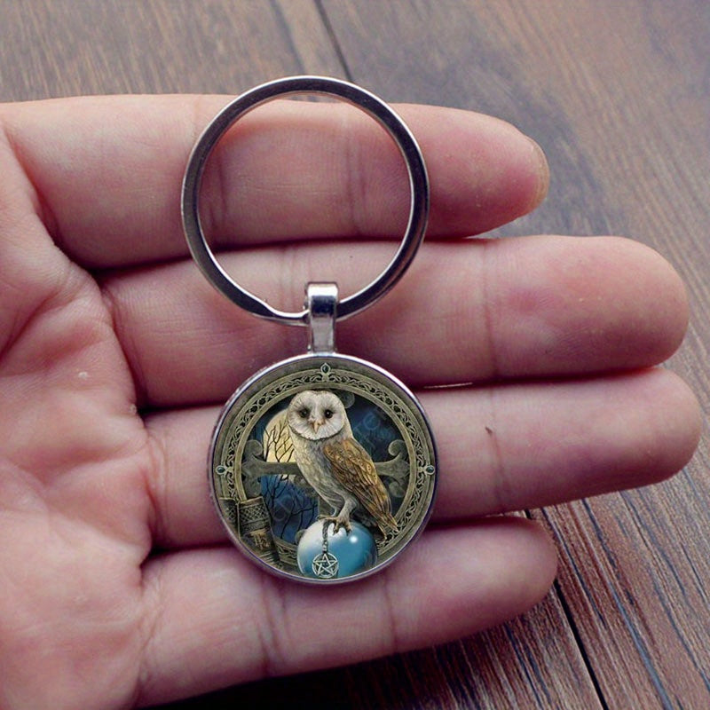 Celtic Wiccan Owl Keychain Amulet Pendant Key Ring Gift
