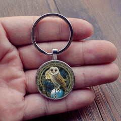 Celtic Wiccan Owl Keychain Amulet Pendant Key Ring Gift