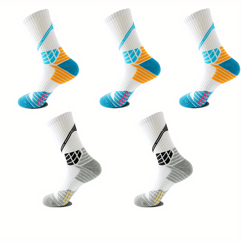 5 Pairs Colorblock Sports Socks for Women