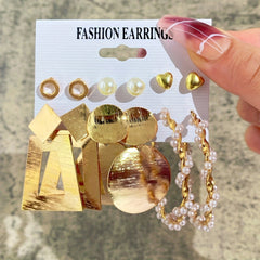 Women's Faux Pearl Butterfly Earrings Set