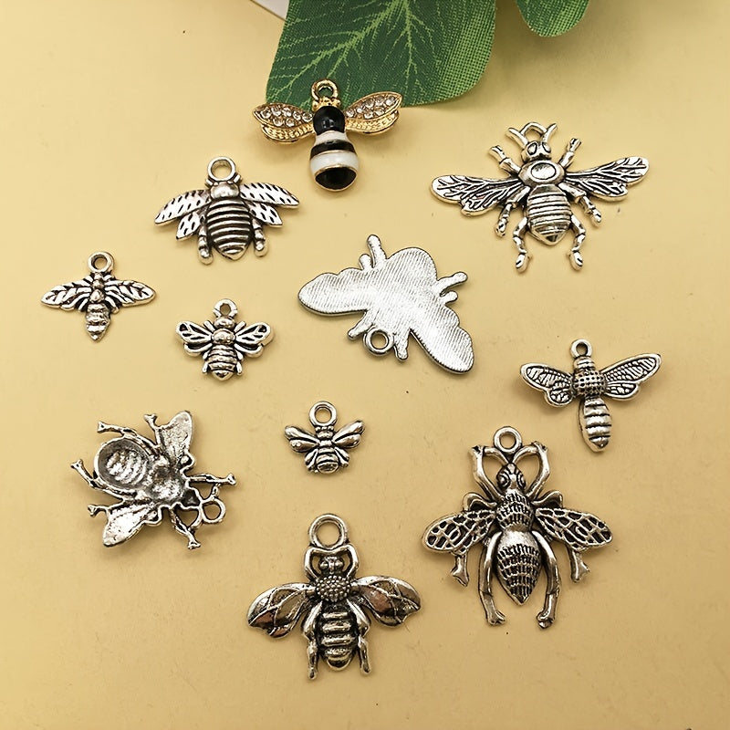 20pcs Antique Silver Bee Shape Charms Pendants for DIY Jewelry Making