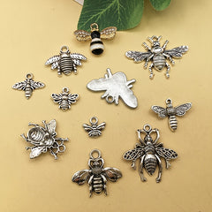 20pcs Antique Silver Bee Shape Charms Pendants for DIY Jewelry Making