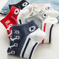 Canvas Shoes Print Ankle Socks Women's Stockings