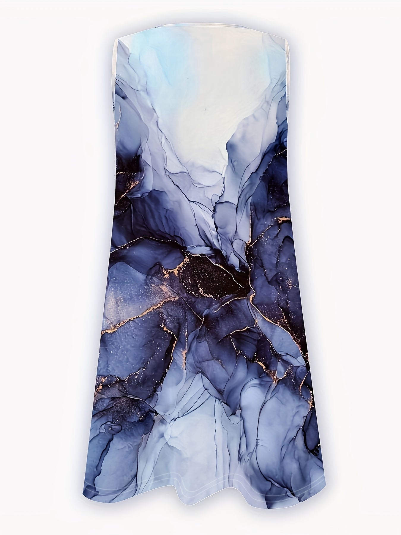 Marble Print Sleeveless Dress Casual Tank Dress