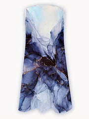 Marble Print Sleeveless Dress Casual Tank Dress