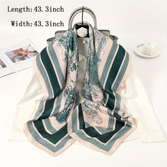 Vintage Solid Print Scarf Silk Square Shawl Classic Satin Windproof Head Wrap