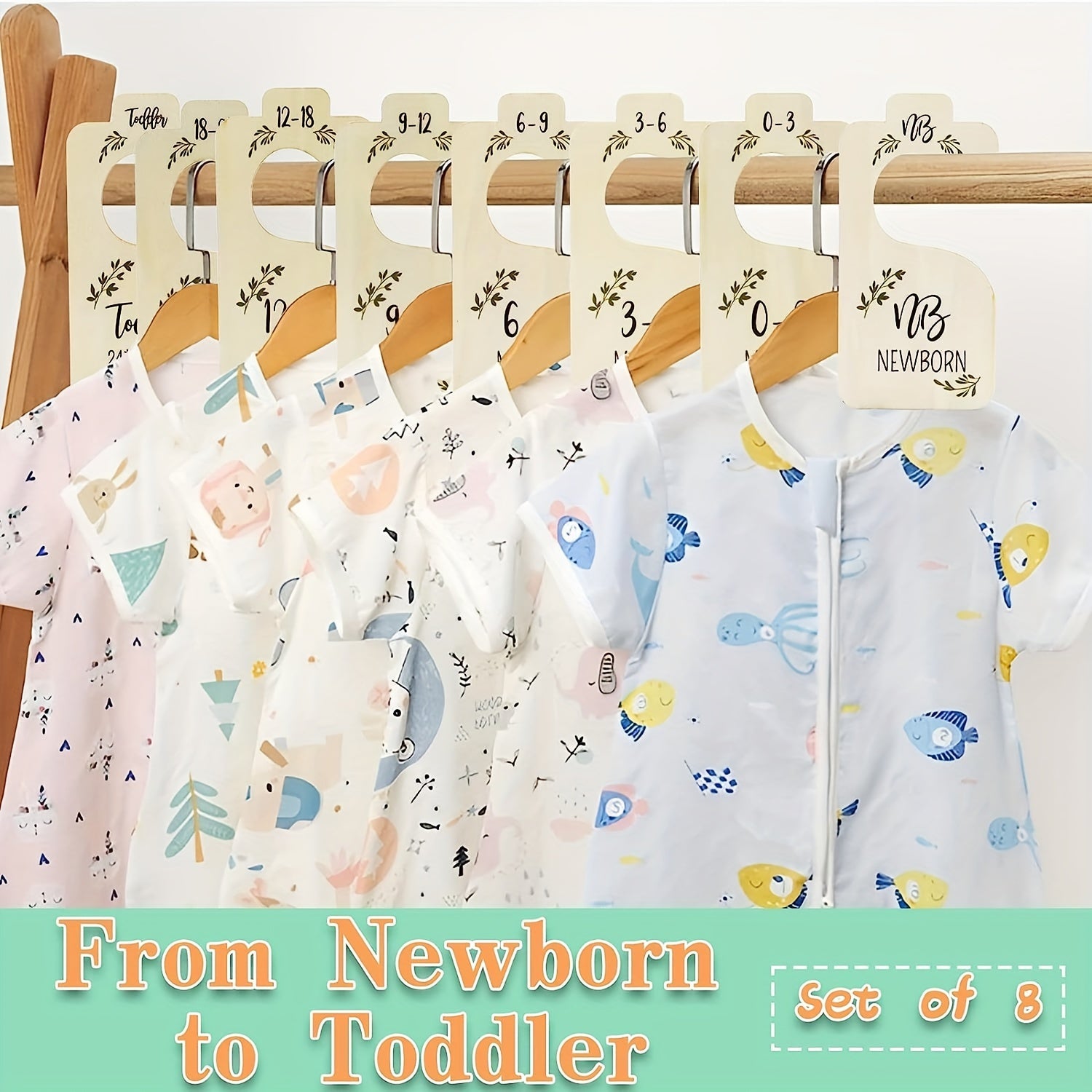 Wooden Baby Closet Dividers 8pcs Double-Sided Baby Clothes Organizers