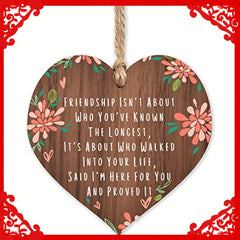 Friendship Friends Wooden Hanging Heart Sentimental Inspirational Gift