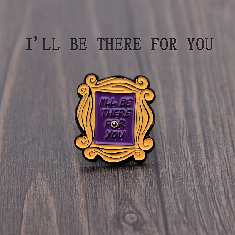 Cartoon Frame Brooch, I'll Be By Your Side Letter Brooch, Cute Gift for Friends